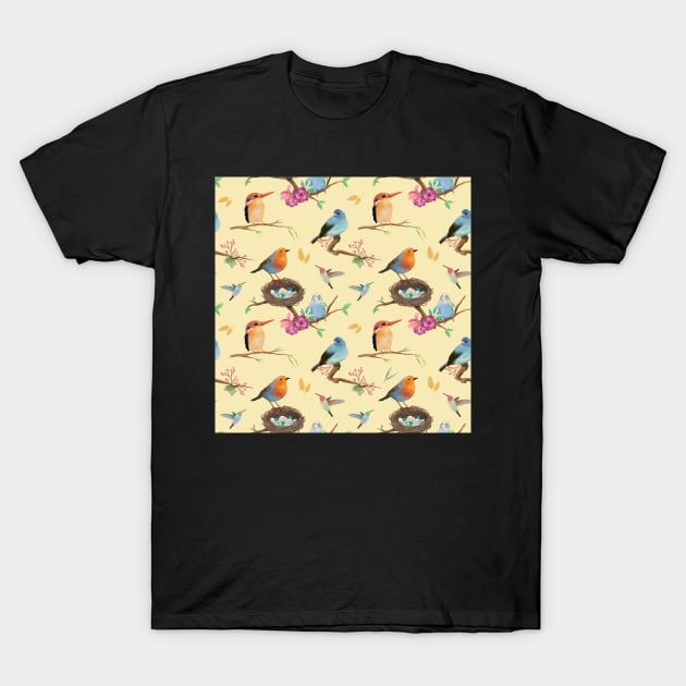 Wingspan All Over Print Yellow - Gaming Art T-Shirt by MeepleDesign